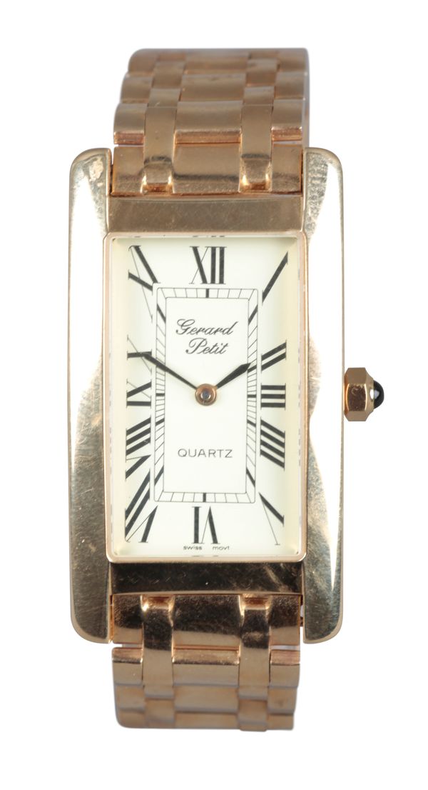 GERARD PETIT: A 14CT GOLD BRACELET WATCH
