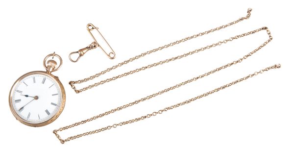 A 9CT GOLD OPEN FACED POCKET WATCH
