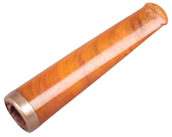 A 9CT GOLD AND AMBER CIGAR HOLDER