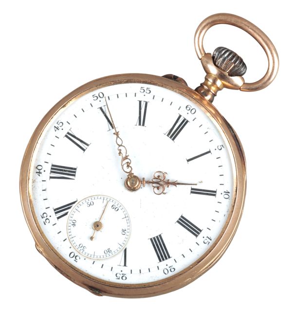 A FRENCH 15CT GOLD OPEN FACE POCKET WATCH