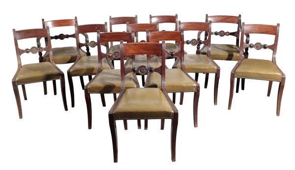 A SET OF TWELVE REGENCY MAHOGANY DINING CHAIRS