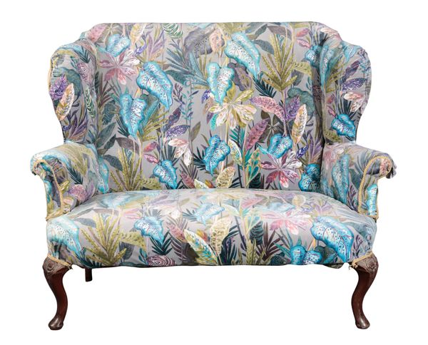 A GEORGE II MAHOGANY HIGH BACK SETTEE