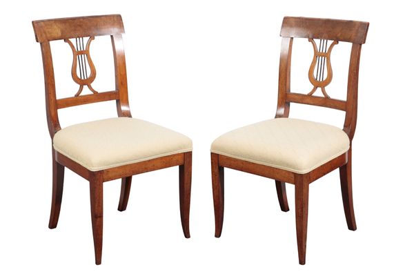 A PAIR OF WALNUT BIEDERMEIER 'LYRE' CHAIRS