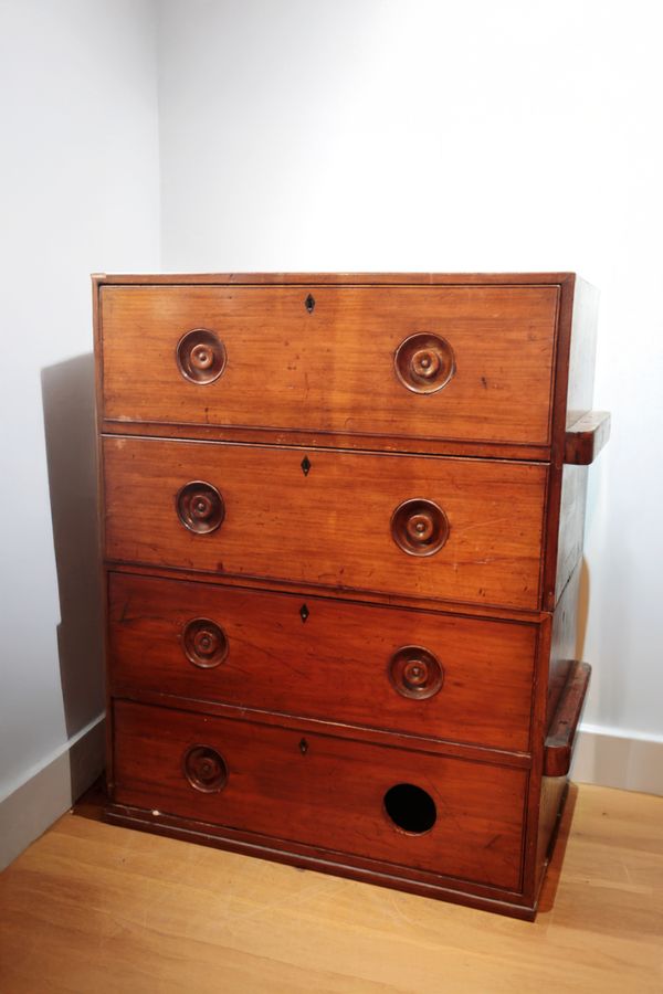 A 19TH CENTURY TEAK NAVAL CHEST