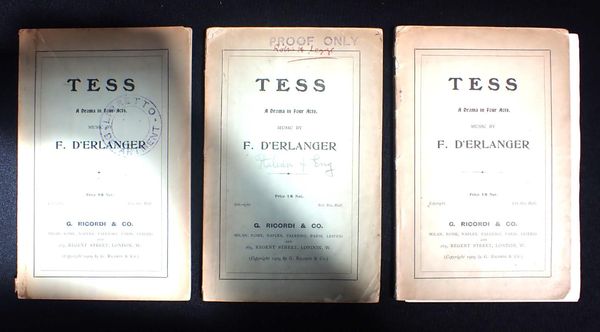 THOMAS HARDY INTEREST: LIBRETTO FOR 'TESS' BY L. ILLICA AND F.A. D'ERLANGER