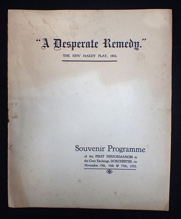 THOMAS HARDY: THE HARDY PLAYERS, PROGRAMME; 'A DESPERATE REMEDY'