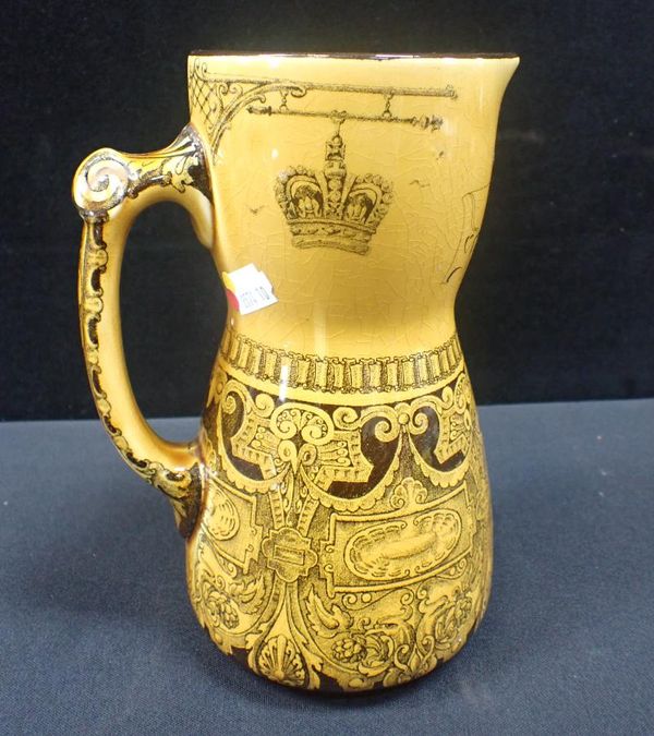 A DOULTON BURSLEM JACOBEAN SERIES CROWN & SCEPTRE JUG