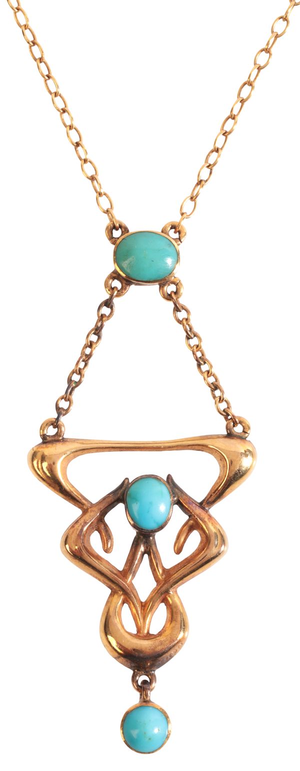 DEAKIN & FRANCIS: AN ANTIQUE ARTS & CRAFS TURQUOISE PENDANT NECKLACE