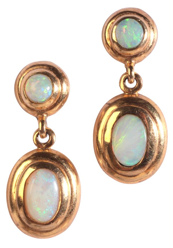 A PAIR OF OPAL DROP EARRINGS