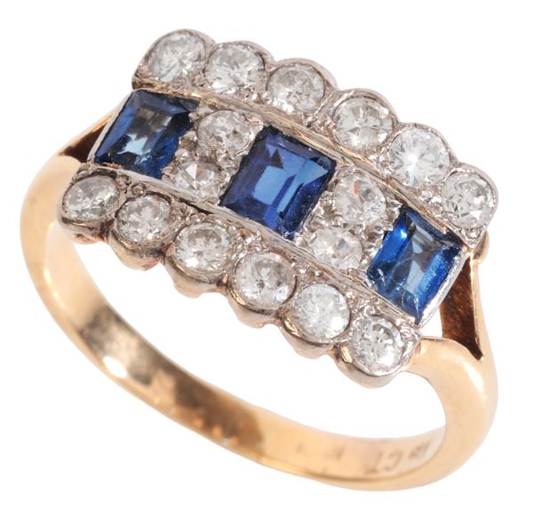 A SAPPHIRE AND DIAMOND DRESS RING