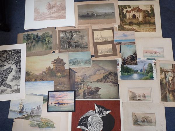 A COLLECTION OF UNFRAMED PICTURES, INCLUDING 'GRAND TOUR' SKETCHES