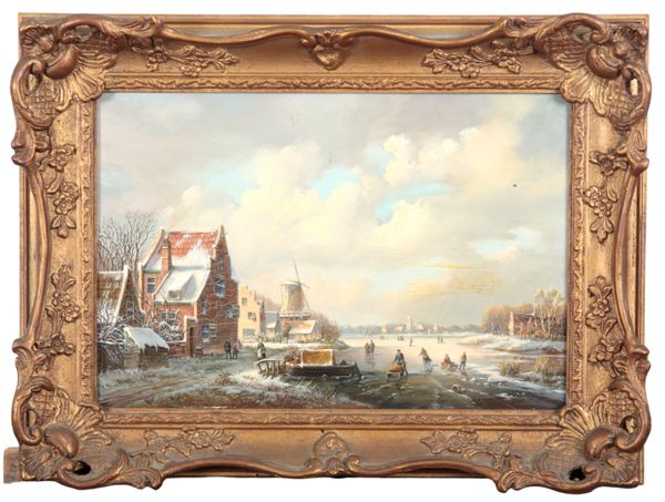 VAN DER MEULLEN (20TH CENTURY) Dutch ice skating scene