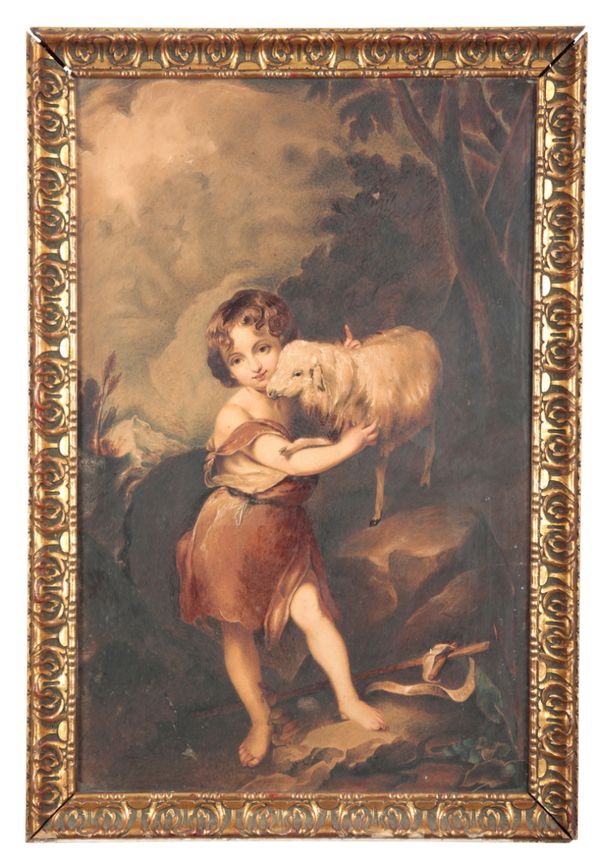 CONTINENTAL SCHOOL, 19TH CENTURY A boy and a lamb