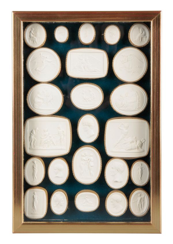 A CASED SET OF TWENTY-FOUR ITALIAN 'GRAND TOUR' PLASTER INTAGLIOS