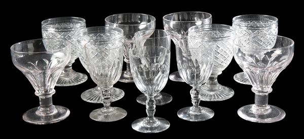 A SET OF FOUR ENGLISH GLASS RUMMERS