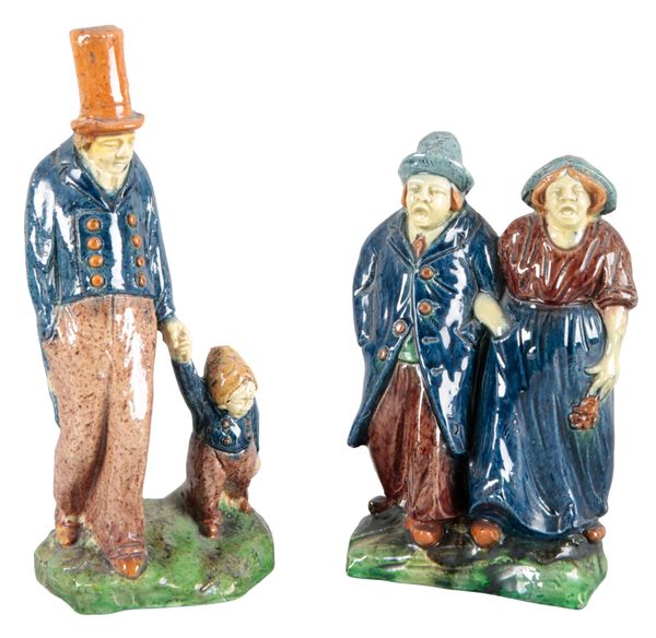 TWO MAJOLICA POTTERY FIGURES