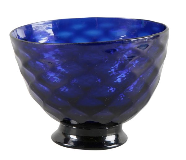 A BLUE GLASS SUGAR BOWL