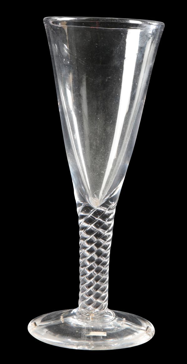 A LARGE INCISED-TWIST STEM GLASS