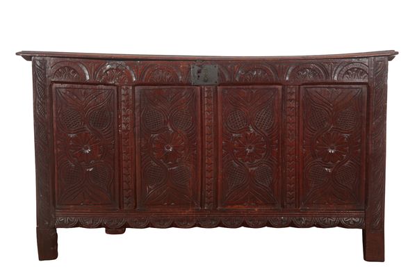 A LARGE OAK COFFER