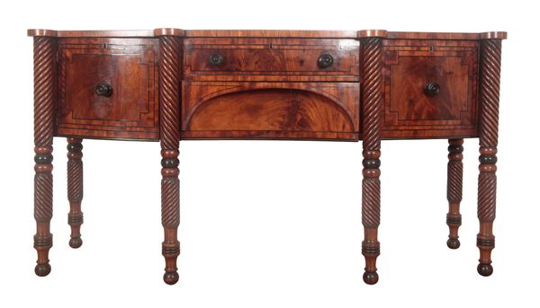 A REGENCY FIGURED MAHOGANY BOWFRONT SIDEBOARD