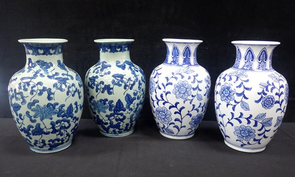 TWO PAIRS OF BALUSTER VASES OF CHINESE 'MING DESIGN'