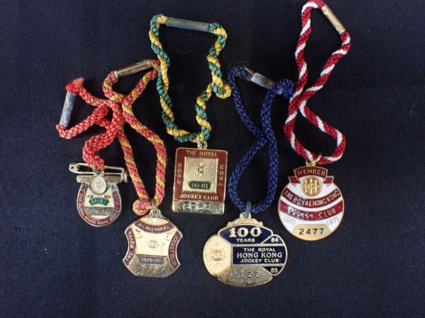 THE ROYAL HONG KONG JOCKEY CLUB: FIVE MEMBER BADGES