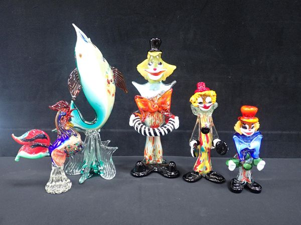 A COLLECTION OF MURANO GLASS FIGURES