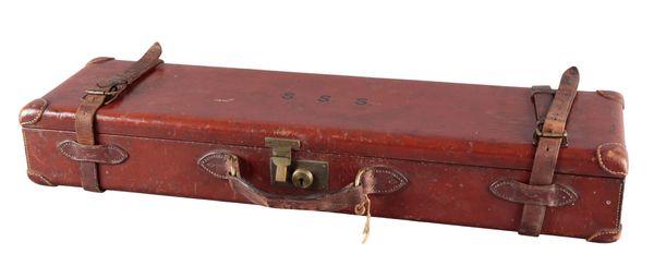 WILLIAM POWELL & SON OF BIRMINGHAM: A BROWN LEATHER DOUBLE SHOTGUN MOTOR CASE