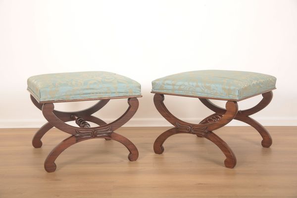 A VICTORIAN ROSEWOOD SQUARE STOOL