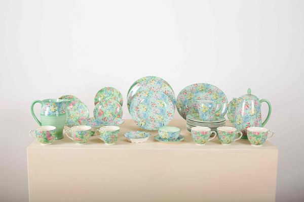 A SHELLEY MELODY CHINTZ PORCELAIN PART TEA SERVICE