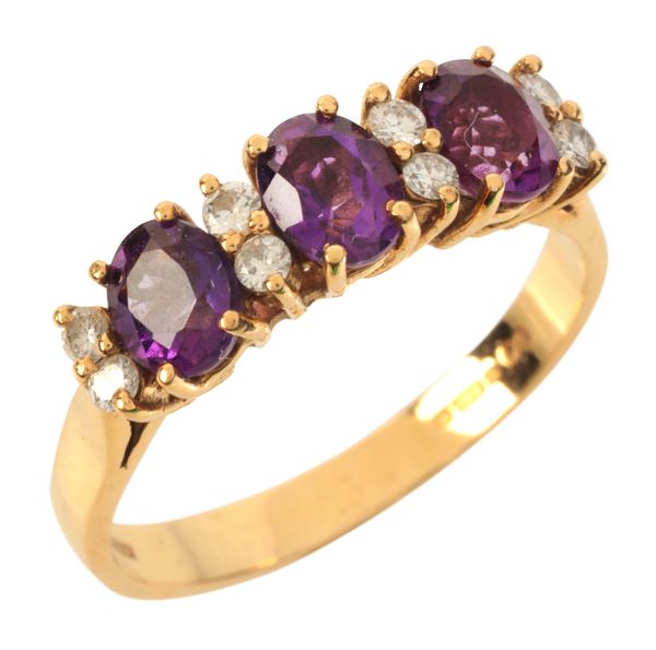 AN AMETHYST AND DIAMOND RING