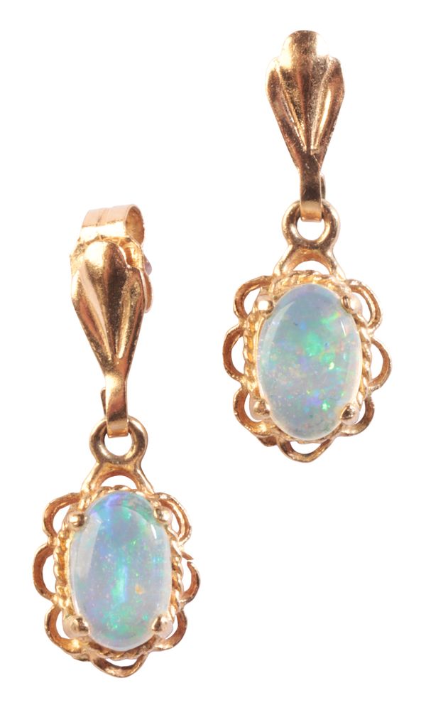 A PAIR OF OPAL DROP EARRINGS