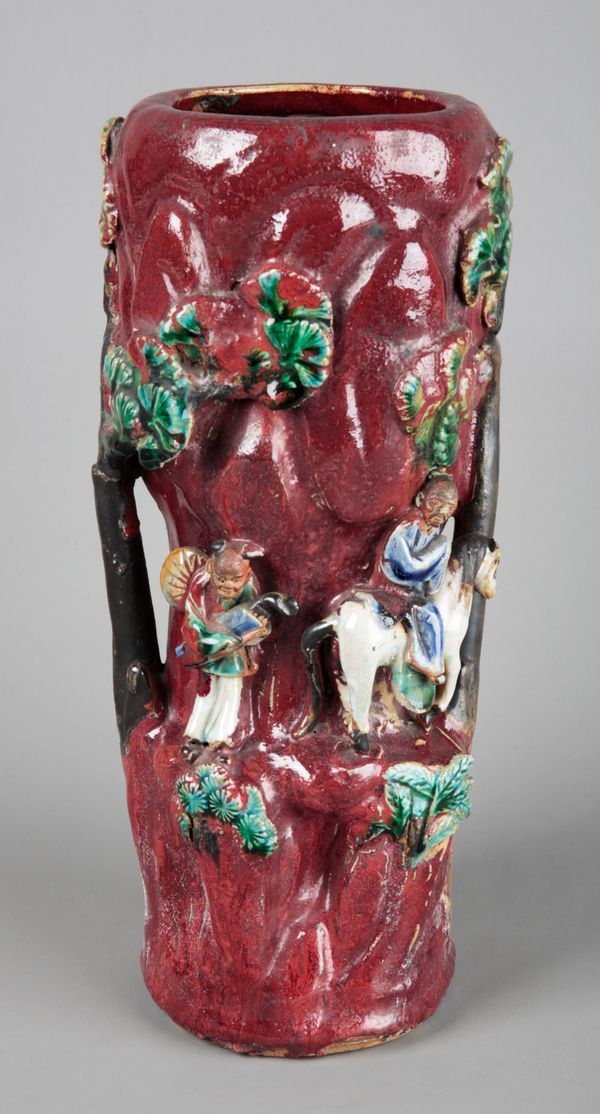 A CHINESE SHIWAN TYPE SLEEVE VASE