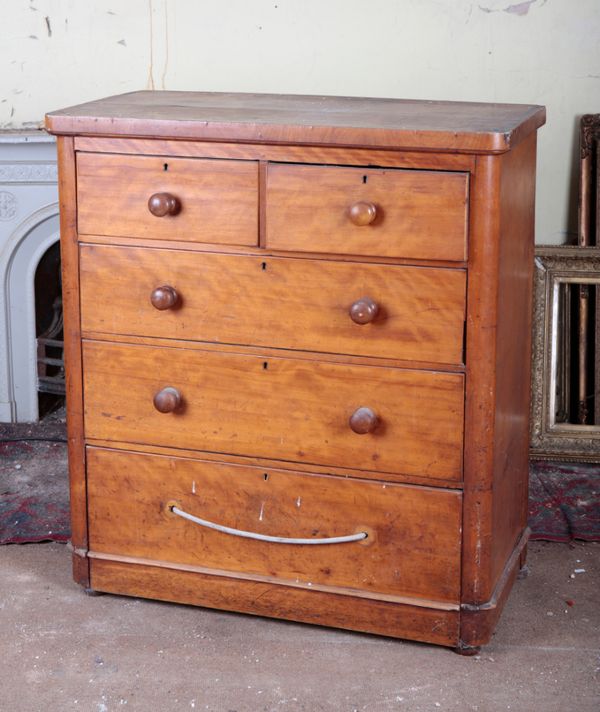 A VICTORIAN SATINWOOD CHEST OF DRAWERS