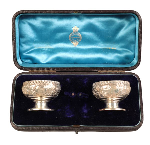 A PAIR OF VICTORIAN SILVER SALTS