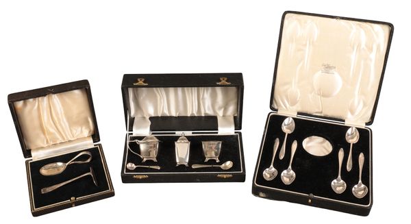 AN ELIZABETH II SILVER CRUET SET