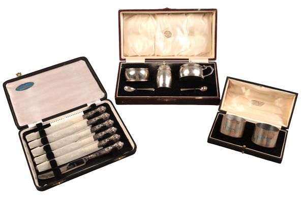 A GEORGE V SILVER CONDIMENT SET