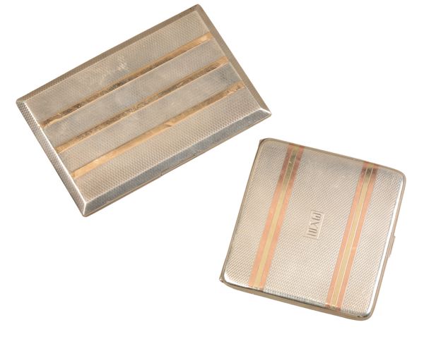 A GEORGE V SILVER CIGARETTE CASE OF ART DECO DESIGN