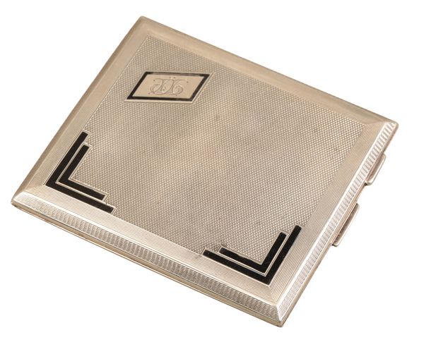 A GEORGE V SILVER CIGARETTE CASE OF ART DECO STYLE