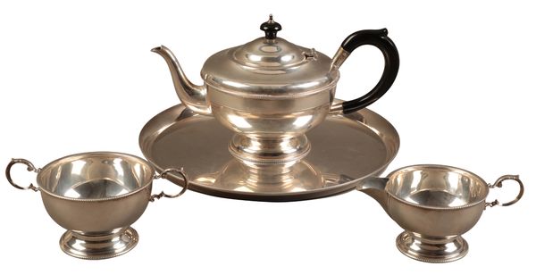 A GEORGE VI SILVER FOUR PIECE TEA SERVICE