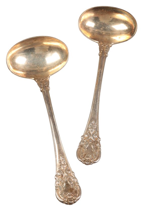 A PAIR OF FRENCH 19TH CENTURY SILVER LADLES