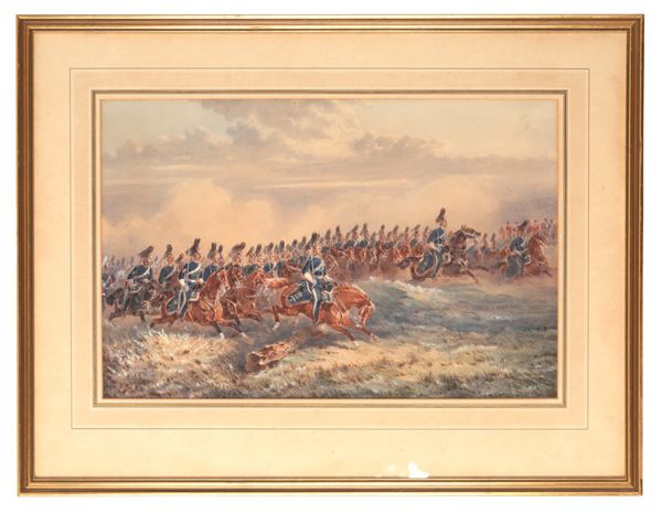 ORLANDO NORIE (1832-1901) The charge of The Carabiniers (6th Dragoon Guards)