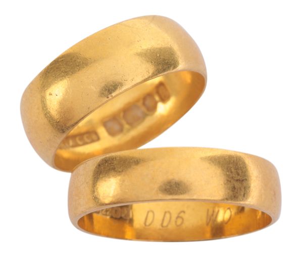 TWO 22CT GOLD WEDDING BANDS