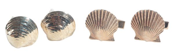 TWO PAIRS OF SHELL CUFFLINKS