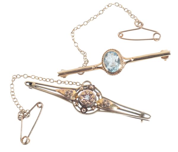 TWO GEM-SET BAR BROOCHES