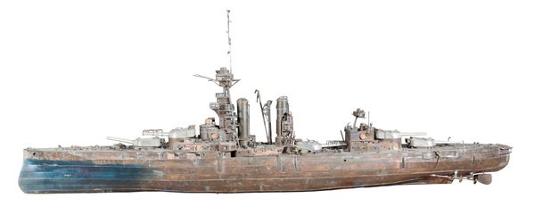 A SCRATCH BUILT METAL MODEL OF THE H.M.S. EMPEROR OF INDIA DREADNOUGHT