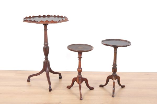 THREE MAHOGANY TRIPOD TABLES