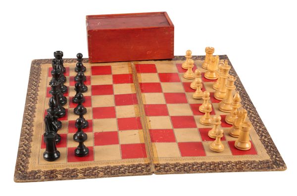 A BOXWOOD AND EBONY CHESS SET