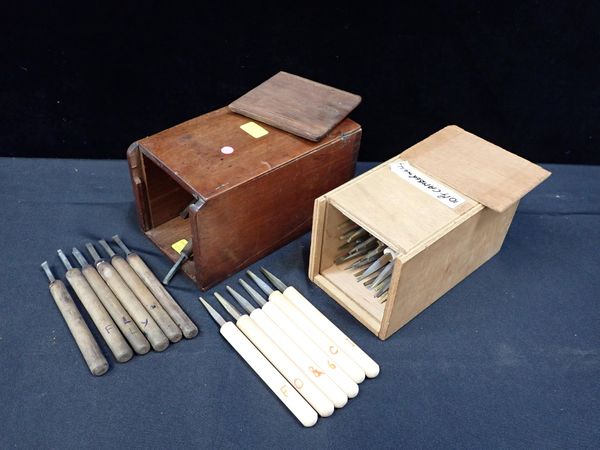 TWO BOXES OF BOOK BINDERS LETTER PUNCHES