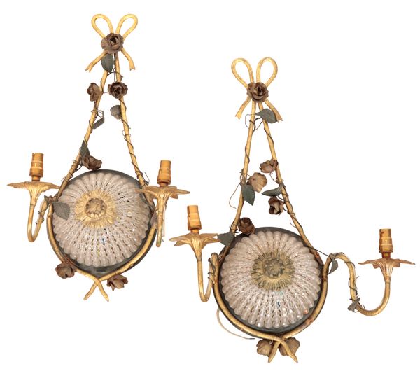 A PAIR OF GILT-METAL TWO-ARMED SCONCES